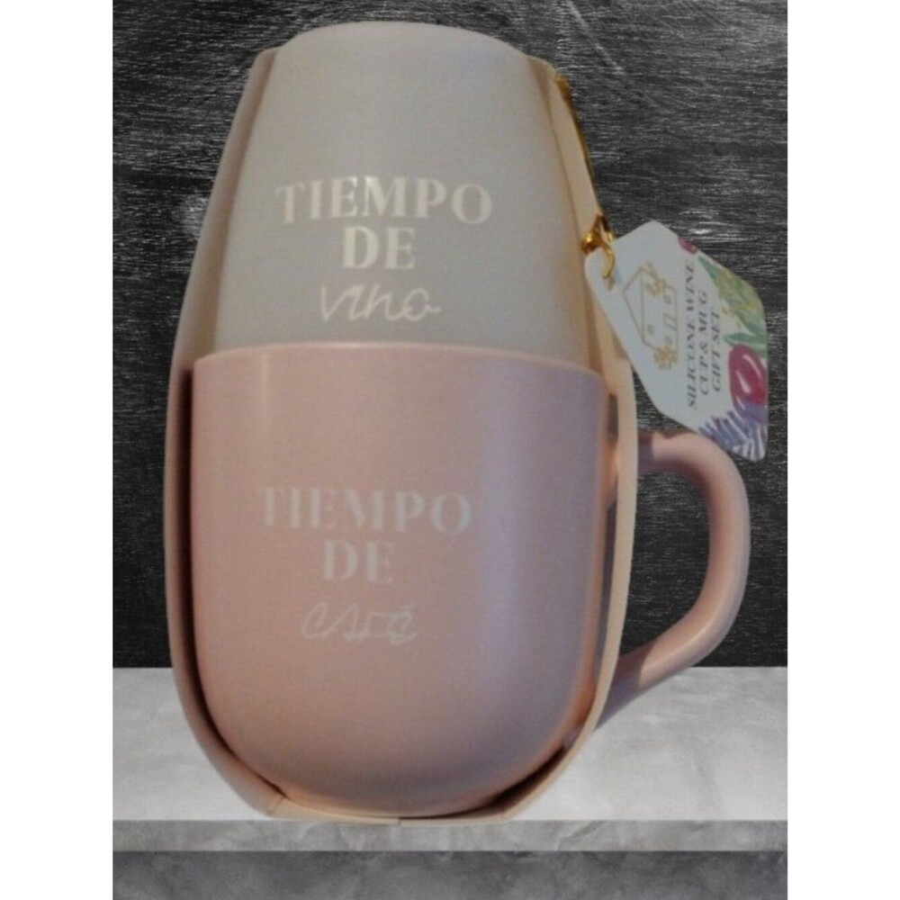 NWT Tiempo De Vino Tiempo De Cafe Ceramic/Silicone Mug Set for Coffee and Wine